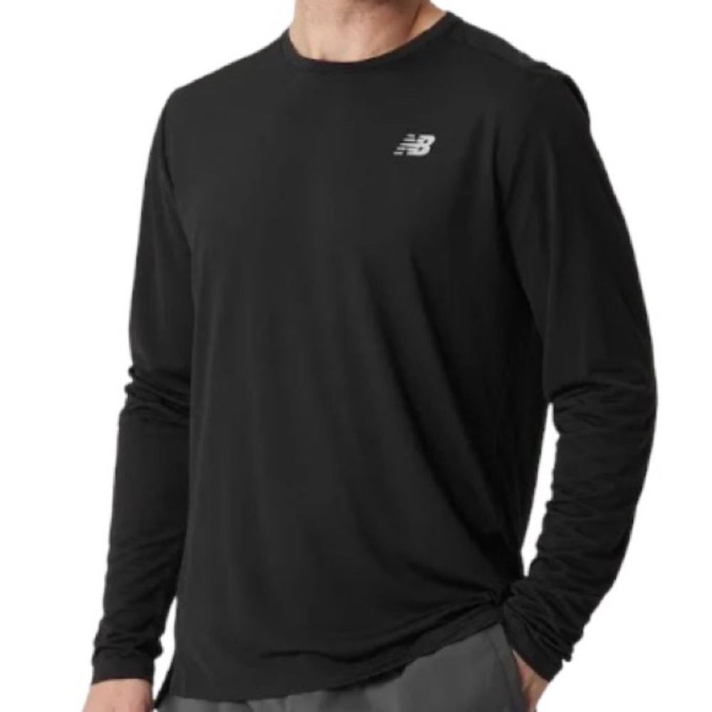 New Balance Men's Black Core Long Sleeve Shirt Athletic Cotton Tee Size Large